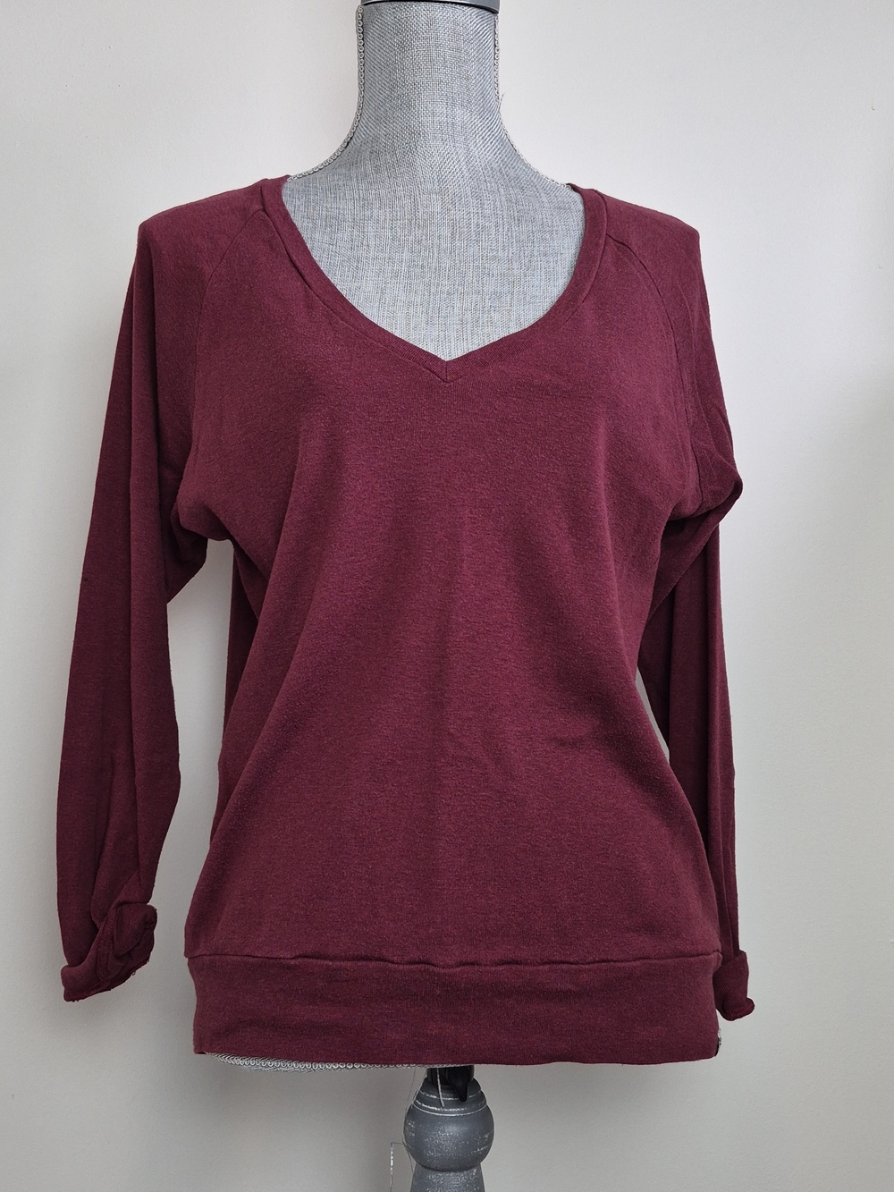 TNA Deep Red V-Neck Long Sleeve Top Small